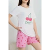 Süprem Baskılı Pijama Takım Beyazkiraz - 50775.1773.