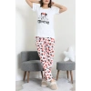 Süprem Baskılı Pijama Takım Beyazkırmızı - 50774.1773.
