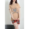 Süprem Baskılı Pijama Takım Kahveleo - 50775.1773.