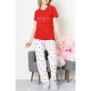 Süprem Baskılı Pijama Takım Kırmızıçiçekli - 50774.1773.