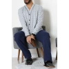 Süprem Boydan Düğmeli Erkek Pijama Takımı Grikareli - 70887.1838.
