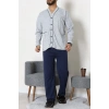Süprem Boydan Düğmeli Erkek Pijama Takımı Grikareli - 70887.1838.