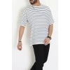 Süprem Çizgili Oversize Erkek Tişört Beyazsiyah - 71108.1567.