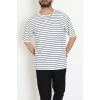 Süprem Çizgili Oversize Erkek Tişört Beyazsiyah - 71108.1567.