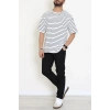 Süprem Çizgili Oversize Erkek Tişört Beyazsiyah - 71108.1567.