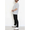 Süprem Çizgili Oversize Erkek Tişört Beyazsiyah - 71108.1567.