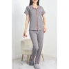 Süprem Düğmeli Pijama Takımı Füme - 30320.1048.