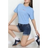 Suprem Nakışlı Oversize Tişört Bebemavi - 31878.1878.