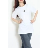 Suprem Nakışlı Oversize Tişört Beyaz - 31877.1878.