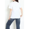 Suprem Nakışlı Oversize Tişört Beyaz - 31877.1878.
