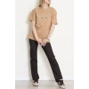 Suprem Nakışlı Oversize Tişört Camel - 31882.1878.