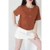 Suprem Nakışlı Oversize Tişört Kiremit - 31879.1878.