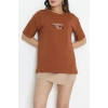 Suprem Nakışlı Oversize Tişört Kiremit - 31882.1878.