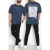 Süprem Ön Arka Baskılı Erkek Tişört Lacivert - 71143.1872.