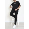 Süprem Ön Arka Baskılı Erkek Tişört Siyah - 71143.1872.