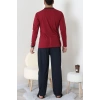 Süprem Patlı Baskılı Erkek Pijama Takımı Bordolaci - 70885.1838.