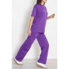 Taş Baskılı Palazzo 2 İplik Wortex Takım Mor - 80321.1878.