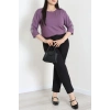 Taş Detay Büyük Beden Bluz Lila - 71559.1954.