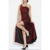 Tek Omuz Pul Payetli Elbise Bordo - 583150.1592.