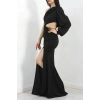 Tek Omuz Yırtmaçlı Elbise Siyah - 582286.1592.