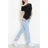 Tek Omuzu Açık Büzgülü Viskon Bluz Siyah - 61365.1256.