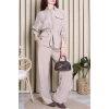 Tencel Fermuarlı Çift Cep Takım Bej - 10011.1254.