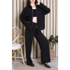Tencel Fermuarlı Çift Cep Takım Siyah - 10011.1254.
