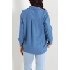 Terikoton Oversize Gömlek İndigo - 30829.2111.