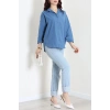 Terikoton Oversize Gömlek İndigo - 30829.2111.
