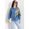 Terikoton Oversize Gömlek İndigo - 30829.2111.