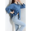 Terikoton Oversize Gömlek İndigo - 30829.2111.