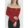 Toka Detaylı Bluz Bordo - 4135.1748.