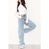 Tokalı Baggy Kot Pantolon Buzmavi - 31558.2088.