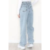 Tokalı Baggy Kot Pantolon Buzmavi - 31558.2088.