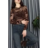 Transparan Şifon Bluz Kahve - 70848.2078.