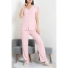 V Yaka Bürümcük Pijama Takımı Pudra - 52340.2159.