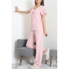 V Yaka Bürümcük Pijama Takımı Pudra - 52340.2159.