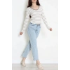 V Yaka Çizgili Kaşkorse Body Beyazkahve - 70763.1748.