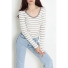 V Yaka Çizgili Kaşkorse Body Beyazkahve - 70763.1748.