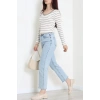 V Yaka Çizgili Kaşkorse Body Beyazkahve - 70763.1748.