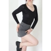 V Yaka Desenli Transparan Bluz Siyah - 70894.1567.