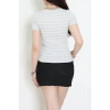 V Yaka Kısa Kol Çizgili Kaşkorse Body Griekru - 70980.1748.