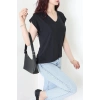 V Yaka Örme Modal Kumaş Bluz Siyah - 71338.1567.
