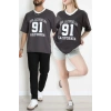 V Yaka Oversize 2 İplik Forma Tişört Antrasit - 88105.1878.