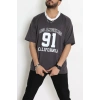 V Yaka Oversize 2 İplik Forma Tişört Antrasit - 88105.1878.