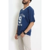 V Yaka Oversize 2 İplik Forma Tişört İndigo - 88105.1878.