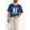 V Yaka Oversize 2 İplik Forma Tişört İndigo - 88105.1878.