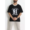 V Yaka Oversize 2 İplik Forma Tişört Siyah - 88105.1878.