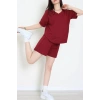 V Yaka Şortlu Takım Bordo - 52212.1567.