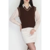 V Yaka Triko Süveter Kahvemocha - 493.1577.